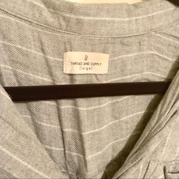 Thread and supply grey and white button up flannel - Picture 3 of 6